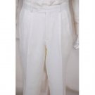 Mens Dress Pants Solid White 2 Pleated Wool Suit