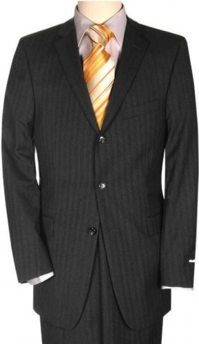 Black Shadow Stripe Premeier Quality Italian Fabric Real Super 150'S Wool Ton On Ton Pinstripe