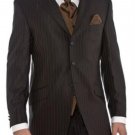 Coco Brown Ton On Ton (Shadow Pinstripe) Wool Feel Touch Poly Rayon Fine Quality