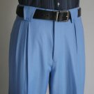 Mens Super 150'S 100% Wool Wide Leg Dress Pants / Slacks Sky Blue