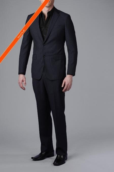 Gorgeous Navy Beaded Stripe 2-Button Slim Fitted Suit