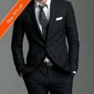 Luxury Italian Made 2-Button Fitted Suit Black