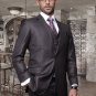 2Button Heather Charcoal Suit and A Vest Super 150'S Italian Wool Pick Stitched Lapel Slanted Pocket