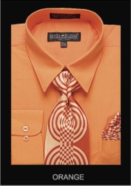 Men'S Classic Dress Shirt Orange