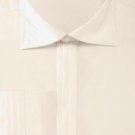 Men'S French Cuff Dress Shirt With Cuff Links - Solid Pleated Collar Beige