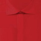 Men'S French Cuff Dress Shirt With Cuff Links - Solid Pleated Collar Red