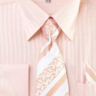 Men'S French Cuff Dress Shirt Set - Collar Detail Peach