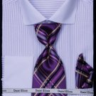 Men'S French Cuff Dress Shirt - Two Tone Stripe Lilac