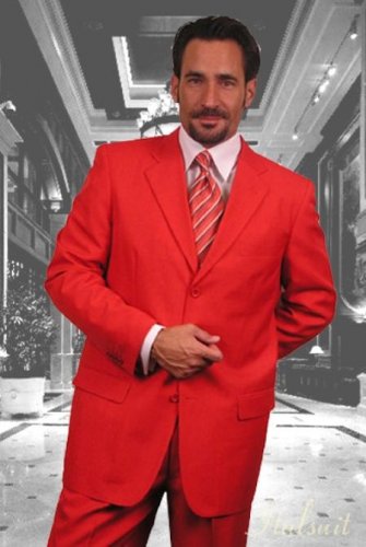 Gianni Mens Red Wool Feel Poly-Rayon Suit 3 Button Super 120'S Extra Fine 2Pc