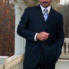 Wide Leg Solid Navy Super 150'S Wool Feel Touch Suit Hand Made