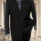 Exclusive Black 1 Button Suit Hand Made Notched Lapel Pleated Pants