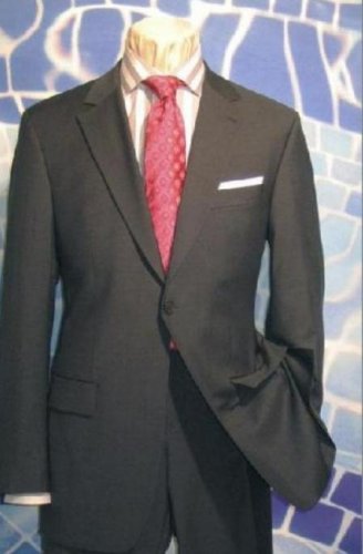 Exclusive Charcoal Gray 1 Button Style Suit Hand Made Notched Lapel    Pleated Pants