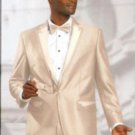 1 Btn Shiny Sharkskin Satin Metallic Available In Champagne Or Red Or Black 2 Tone Suit