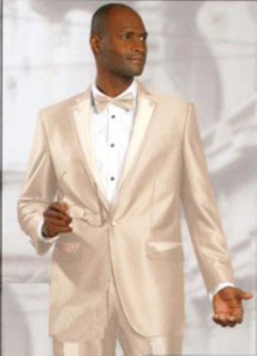 1 Btn Shiny Sharkskin Satin Metallic Available In Champagne Or Red Or Black 2 Tone Suit