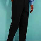 Black Premeier Quality Italian Fabric Flat Front Mens Wool Dress Pants Hand Made Relax Fit