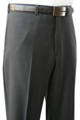 Cotton Summer Light Weight Grey Shadow Stripe Flat Front Pant 100% Superfinecotton