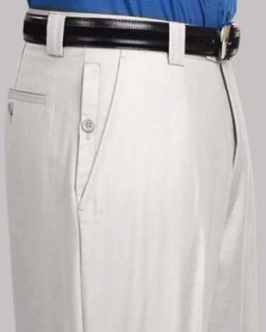 Men'S White Flat Front Pants