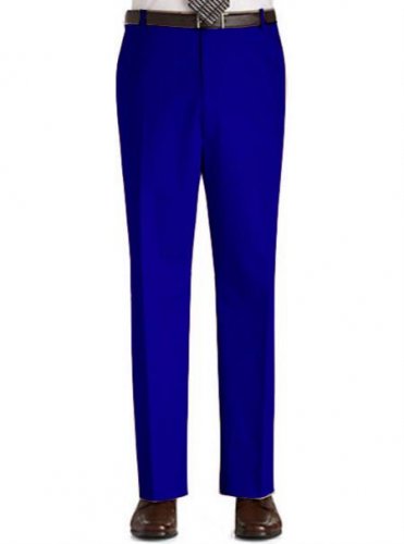 Flat Front Regular Rise Slacks - Royal Blue