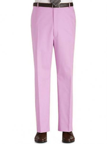 Flat Front Regular Rise Slacks - Pink