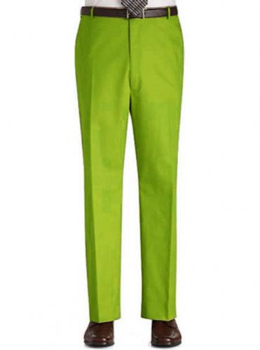 Flat Front Regular Rise Slacks - Apple Green