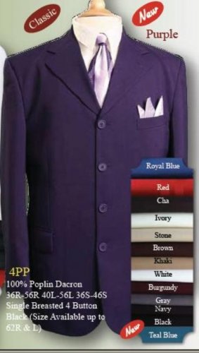 Bran New Solid Purple Mens Dress Fashion Single Breasted Grape (Purple) Mend Suits