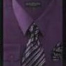 Conservative Style Dark Purple Mens Dress Shirt&Tie&Hankie