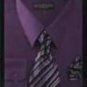 Conservative Style Dark Purple Mens Dress Shirt&Tie&Hankie