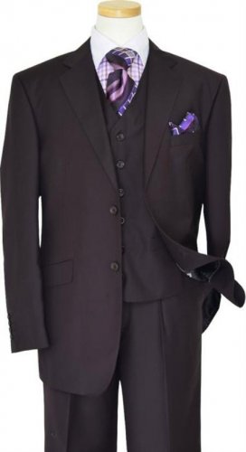 Tzarelli Solid Plum With Plum Hand-Pick Stitching Super 150'S Wool Vested Suit