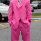 Brand New Solid Mens Dress Fashion Single Breasted Fuchsia Hot Pink (Rose) Fuchsia  Mens Suits