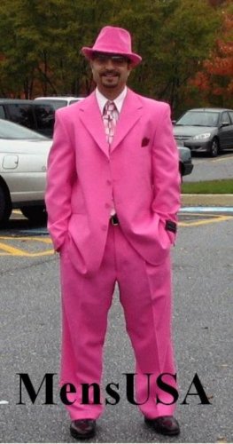 Brand New Solid Mens Dress Fashion Single Breasted Fuchsia Hot Pink (Rose) Fuchsia  Mens Suits