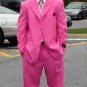 Brand New Solid Mens Dress Fashion Single Breasted Fuchsia Hot Pink (Rose) Fuchsia  Mens Suits