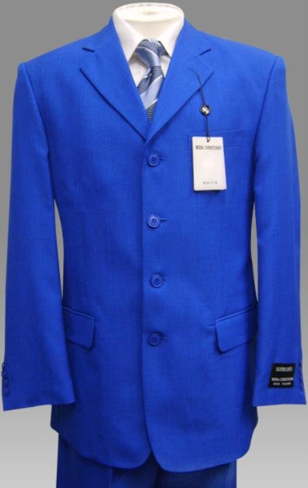 Elegant Solid Royal Blue Mens Dress Suits