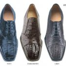 Onesto Genuine Crocodile And Ostrich * Squared-Toe In A Oxford Classic Lace Tie