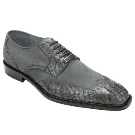 Belvedere MenS Grey Genuine Crocodile & Suede
