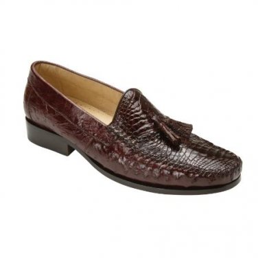 Belvedere Bari Alligator Caimain & Ostrich Tassel Loafers Brown