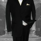 Zsp-High End 4 Button Mens Black Wool Tuxedo Hand Made Premeier Quality Italian Fabric Design