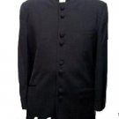 Mandarin Collar Banned Collar Black Suit 8 Button Extra Fine Hand Made French Cut Super Light Weight