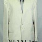 2 Button Front Ivory~Off White Mandarin No Collar Nehru Style Banded Collar