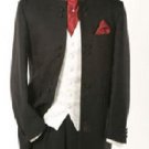 Quality Black Mandarin Collar Tuxedo Suit Light Weight + Any Color Vest 295