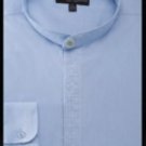 Men'S Embroidered Banded Collar Shirt Light Blue