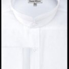 French Cuff Banded Collar Shirt White
