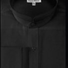 French Cuff Banded Collar Shirt Black