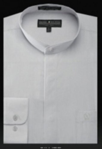 Basic Banded Collar Shirt Silver