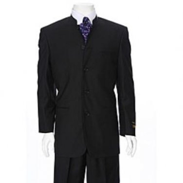 Ferrecci Men'S Black Mandarin Collar Suit