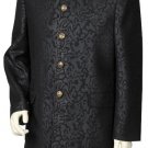 Men'S 2 Piece Nehru Suit - Fancy Patterned Black