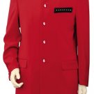 Men'S 2 Piece Microfiber Fashion Suit - Nehru Style With Sparkling Accents Red