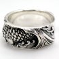 Japanese Carp Koi Fish Tattoos 925 Sterling Silver Wedding Band Rings