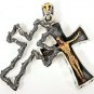 14K GOLD JESUS CRUCIFIX CROSS 925 SILVER CHAIN PENDANT