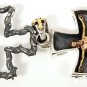 14K GOLD JESUS CRUCIFIX CROSS 925 SILVER CHAIN PENDANT