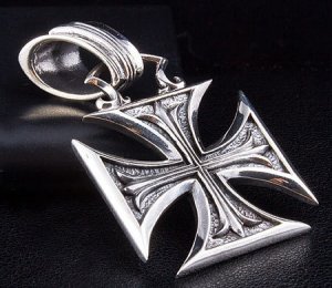 CHOPPER IRON CROSS HEAVY SOLID STERLING SILVER PENDANT